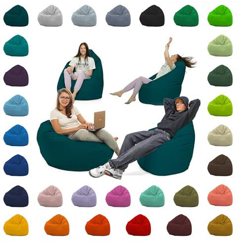 GlückBean Sitzsack XXL – Beanbag für Kinder & Erwachsene – In & Outdoor geeignet – Wasserabweisend & pflegeleicht – Gefüllt mit hochwertigen EPS-Perlen – Ideal zum Gaming & Entspannen (Petrol, XXL)
