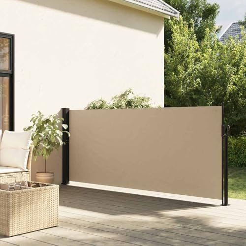 Bache Pergola, Auvent latéral rétractable Beige 120x600 cm pour Balcon, Terrasse Et Jardin