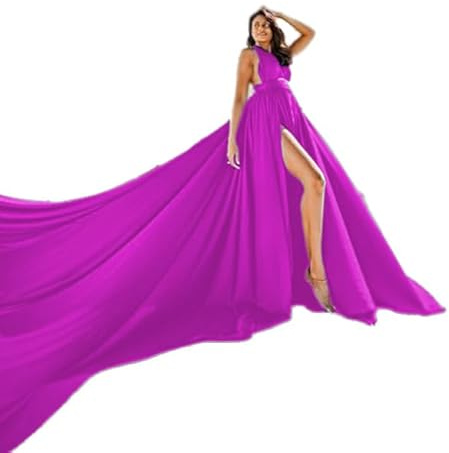 Fliegendes Fotoshooting-Kleid für Damen, tiefer V-Ausschnitt mit hohem Schlitz, verstellbare Träger, Multiwear-Kleid