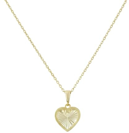Suzan Gold® 375 Echtgold Halskette mit Herz Anhänger facettiert elegant hypoallergen wasserfest – Radiant Heart