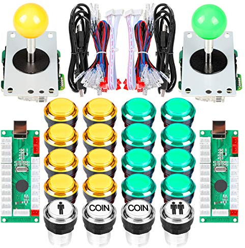 Arcade fai da te Parti Kit progetto USB Encoder per PC Giochi Joystick a 8 vie 20 x 5V Colori completi LED Pulsanti illuminati per giochi Arcade Stick Mame & Raspberry Pi 2 3 3B
