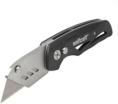 wolfcraft Freizeitmesser mit klappbarer Trapezklinge I 4104000 I Klappmesser für Freizeit, Hobby und Camping