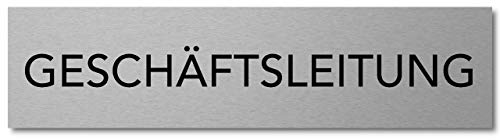 Interluxe Türschild Geschäftsleitung 200x50mm, Schild aus Aluminium, selbstklebend für Büro, Firma, Werkstatt, Unternehmen als Leitsystem für Mitarbeiter, Kunden und Gäste