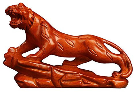 Aibote Tiger Statue aus natürlichem schwarzem Ebenholz aus Palisanderholz, Feng-Shui, Reichtum, Glücksbringer, Skulptur, Heimbüro, Schreibtisch-Dekoration, Geschenk (Rotes Rosenholz)