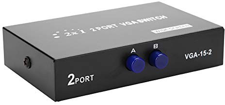 Dilwe Switch Video Selector Switcher Box, 2 In 1 Out VGA Monitor Switch VGA Splitter, Data Synchronization VGA Switcher Splitter for Computer, PC, Laptop, Desktop, Monitor