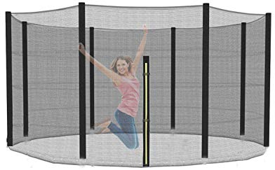 XIUWOUG Sicherheitsnetz Ersatznetz für Trampolin Ø 244 305 366 427 cm, Gartentrampolin Ersatznetz für 6/8 Stangen, Netz außenliegend, Ersatzteil reißfest, UV-beständig,Schwarz,306 cm(10FT)~8 stangen