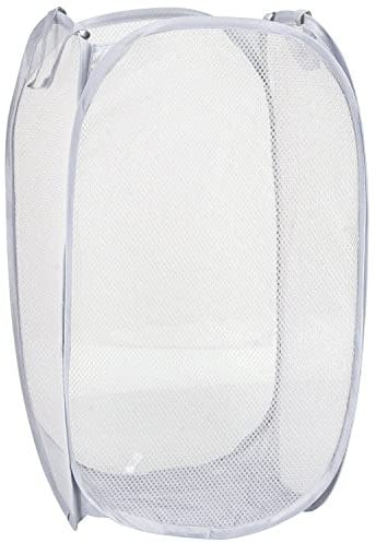 Toysrex Foldable Pop Up Mesh Washing Laundry Basket Bag Bin Hamper Toy Tidy Storage Organiser Organizer (White)