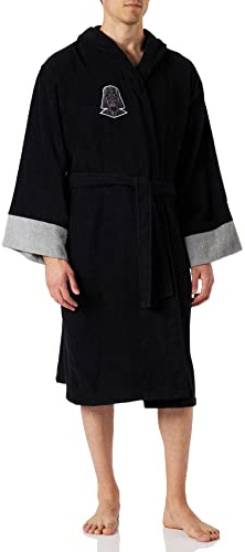CTI Herren Star Wars Bademantel mit Kapuze, 100% Baumwolle Haarkamm, Größe S, Schwarz, S Grande Taille
