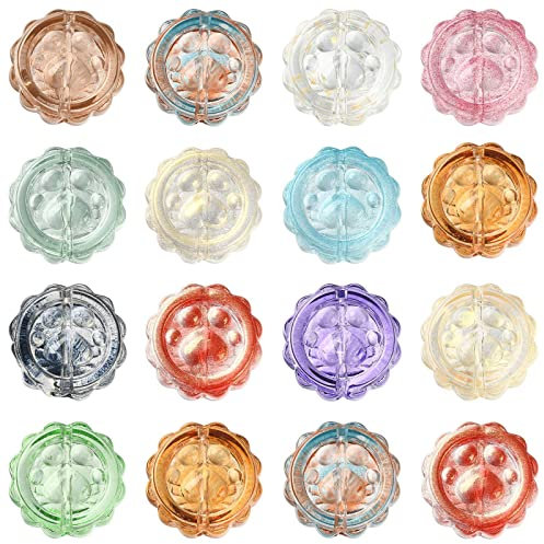 Ipotkitt Lot de 100 perles en verre soufflé de 15 mm de couleurs mélangées faites à la main - Perles rondes et plates en cristal pour la fabrication de bijoux et accessoires