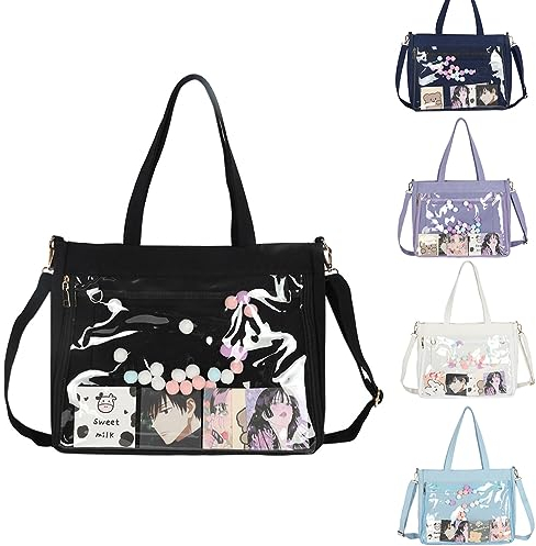 Monivi Niedliche Nijigen Ita Tasche JK Uniform Große Kapazität Umhängetasche Messenger Umhängetaschen für Anime Pins Karten Display (Weiß)