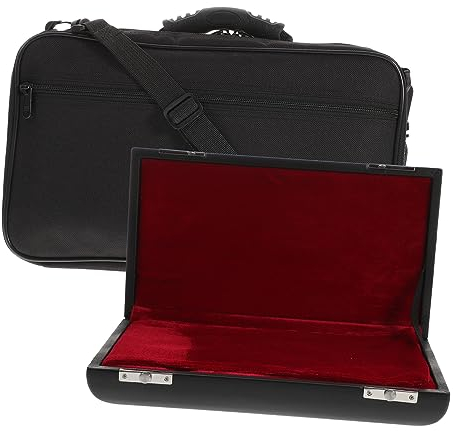Abaodam Praktisches Oboenboxen-set – Pu Holz Segeltuch Metallschnallen Segeltuchtasche Ideales Für Oboenspieler Und Musiker