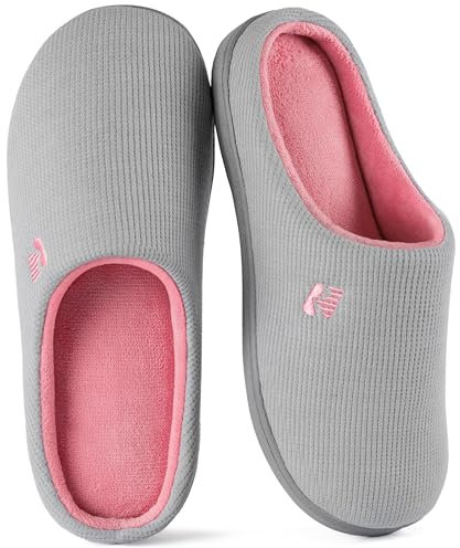 RockDove Bicolore Pantofola da Donna in Memory Foam, 36/37 EU, Grigio e Rosa