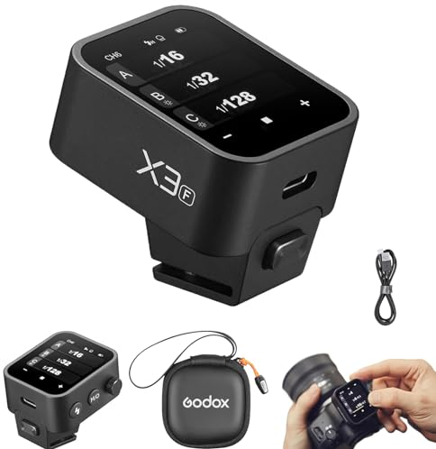 Godox X3F X3 F X3-F TTL kabelloser Blitzauslöser, Touchscreen-Blitzsender für Fuji-Kameras, integrierter Akku (GODOX X2T / Xpro / XProII Upgrade-Version)