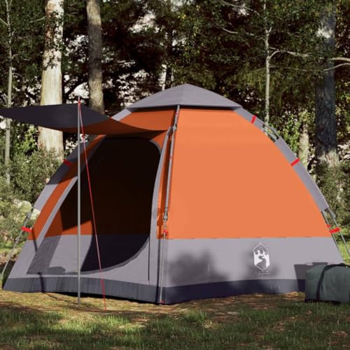 Juroupi Campingzelt 4 Personen Camping Zelt Camping Tent Camping ZubehöR Zelt Grau und Orange Quick Release - 4005337