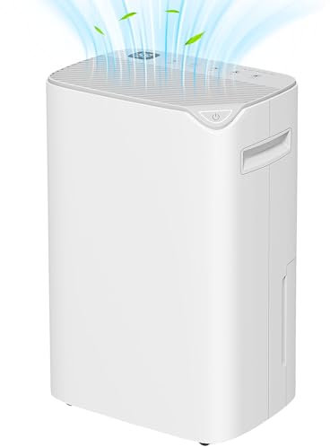 HOMCOM Deshumidificador doméstico 20-25㎡ 20L/día, depósito de 2,5L, 2 velocidades y 3 funciones, deshumidificador portátil con pantalla, temporizador y apagado automático para sótano de cocina, 460W,