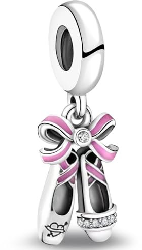 J.Fée Charms Anhänger für Damen, Anhänger für Armbänder in 925 Sterling Silber, Pinke Ballettschuhe Kettenanhänger Silber, Stilvoll Schmuck Damen Geschenke für Frauen, 1 Pcs