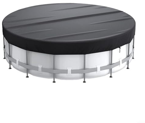 Bâche solaire ronde en tissu Oxford 210D avec cordon de serrage pour piscine extérieure - Noir - 1,8 m, 2,4 m, 3 m, 3 m, 3,7 m, 4,6 m, 5,5 m
