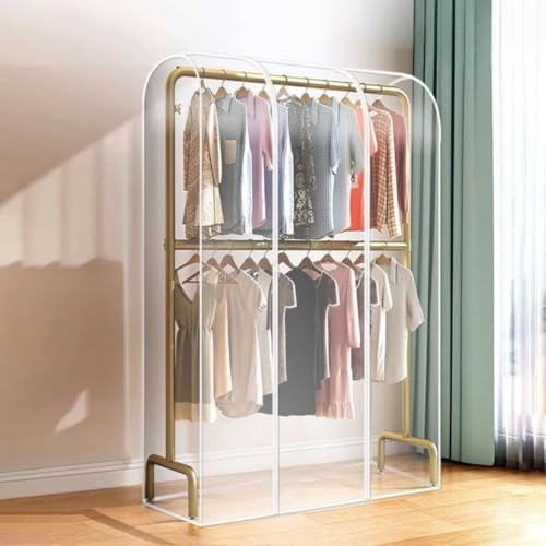 Staubschutz für Kleiderständer, 2 m, extra hoher Kleiderstangenschutz mit doppeltem Reißverschluss, Kleideraufbewahrung, Kleiderbügelabdeckung für Kleider, Mäntel, Jacken (transparent, 200 x 50 x 200