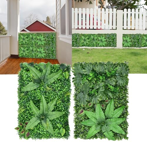 Mocoli Pared De Plantas Artificiales, 2 Paneles con Hojas DecoracióN Realista para Interiores Y Exteriores Balcones Bodas Salas De Estar ProteccióN De La Privacidad 60x40 Cm
