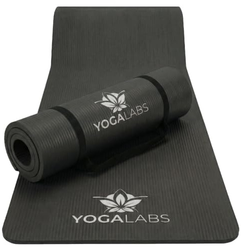 YOGALABS Yogamatte NBR extra dick 1,5 cm, rutschfest, 183×61 cm | Gymnastikmatte mit weicher Polsterung, Tragegurt & Mesh-Tasche – für Pilates, Fitness, Stretching und Bodenübungen