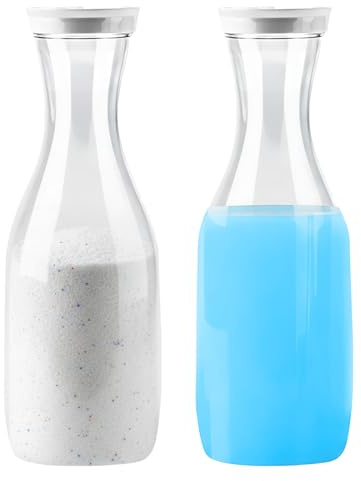Rthynti 2Pcs Washing Powder Storage 1.5L, Laundry Detergent Storage, Durable PET Plastics Detergent Dispenser, Laundry Powder Storages (Roud)