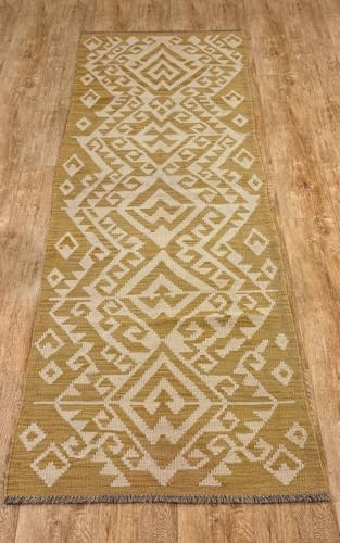 Rug Studios Teppich KELIM ORIGINAL | Farbe: Natur | Größe: 80 x 246 cm | | Wohnzimmer | Schlafzimmer | strapazierfähig und leicht zu reinigen
