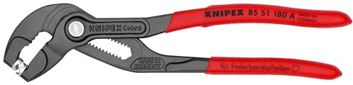 KNIPEX Federbandschellenzange auf SB-Karte mit rutschhemmendem Kunststoff überzogen grau atramentiert 180 mm, 85 51 180 A SB