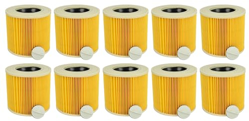 vhbw 10x Faltenfilter kompatibel mit Kärcher A 2200, A 2206 X, A 2201, A 2131 pt, A 2224, A 2204 AF, A 2204 Staubsauger - Patronenfilter, Gelb