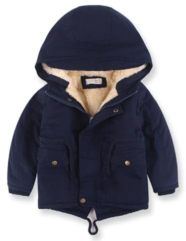 Odziezet Cappotto con Cappuccio Parka da Ragazzo Zip Up Impermeabile con Fodera Pelluccia Inverno 0-9 Anni