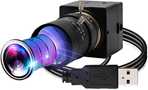 5-50mm Varifocal Lens Webcam 5 Megapixel USB Camera HD 2592X1944 15fps USB with Camera Aptina Sensor Webcamera with Aluminum Mini Case for Android Windows Linux PC Mac, Plug&Play,OTG 2.0 USB Camera