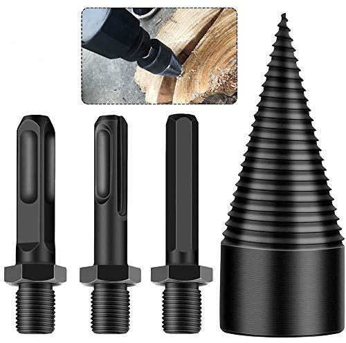 RASHION Holzspalter Schraube Kegel Schaft für Bohrmaschine Stufenbohrer Holzschneider Brennholz Holzspalter Stahl-Kegelbohrer Hochgeschwindigkeits 32mm