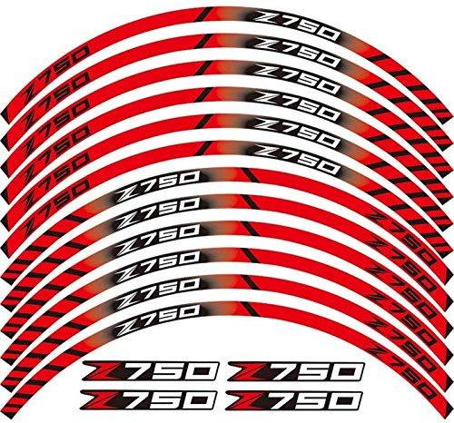 MTnoble Adesivo for moto Ruote anteriori Ruote anteriori Decalcomanie Autoadesivi impermeabili riflettenti Strisce a bordo adatto for Kawasaki Z750 Z 750 (Color : 260023)