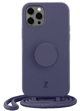 PopSockets x Just Elegance - Phone Case for iPhone 12 Pro Max with a Removable Braided Necklace and a PopGrip with a Swappable PopTop - Purple