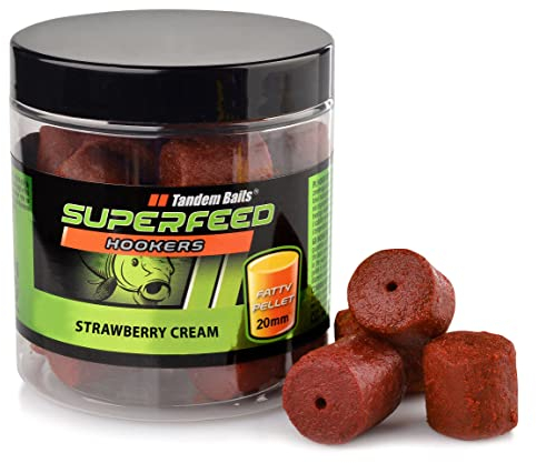 Tandem Baits SuperFeed Hook Fatty Pellet Strawberry Cream | Carp Fishing Hookbaits | Carp Pellets | Carp Fishing Bait | Carp Bait | Carp Fishing Accessories for Monster Fish 20mm 150g