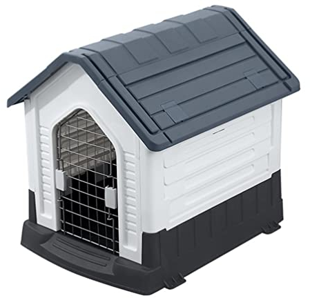 Hundehütte Outdoor Wasserdichtes Hundehaus, Großes Wetter-Katzenkatze Und Hund Haustierunterkunft Mit Türen/Luftöffnungen/Erhöhter Boden (Color : Gray-1, Size : 109x84x97cm)