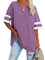 Famulily Women's Comfy T Shirt Loose Fitting Tee Shirts Ladies V Neck Half Sleeve Tunic Tops Purple M