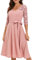 Bbonlinedress Kleider Damen festlich elegant 3/4 arm Hollow Out Spitzenkleid V-Ausschnitt Midi Freizeitkleid Abendkleider elegant für Hochzeit Sommerkleid Blush M
