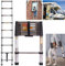 Telescopic Ladder 2.6M, Portable Telescoping Extension Stainless Steel Compact Home Loft Ladder, Collapsible Extendable Roof Multi-Purpose for Outdoor Indoor Use
