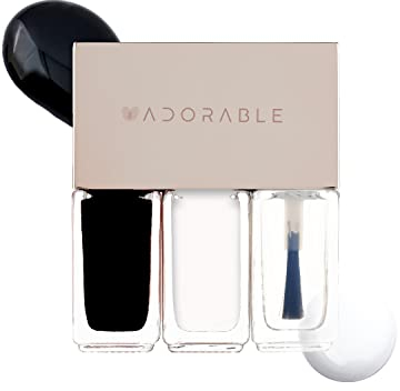 Pluchke| Water-base Vegan Nail Polish 3pcs in set | Halal-friendly Glossy Air&Water Permeability Low-Odor Black color Nail Polish (Sumughwa, 0.51 fl oz)