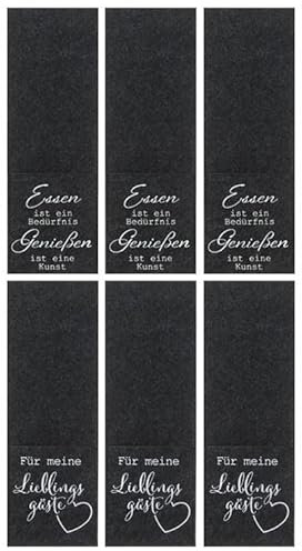 Brandsseller 6er Set Bestecktasche Filz mit Spruch - Anthrazit