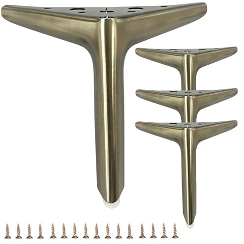 Smaxcn Lot de 4 pieds de meubles en métal couleur bronze brossé 18 cm | Remplacement pour pieds d'armoire, pieds de canapé, pieds de coiffeuse