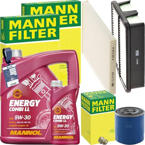 Mann Inspektionspaket+Mannol 5W-30 Motoröl | CU24004 (LA464)+C26013 (LX2869)+W8017+30269+MN1801 Kompatibel mit ix35 (lm, El, Elh),sportage III (sl)