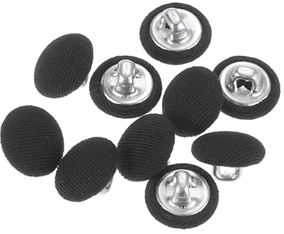 QUARKZMAN 10 Piezas de Botones de Costura Redondos de 11.5 mm Con Cubierta de Tela de 18L para Trajes, Vestidos Y Blusas, Color Negro