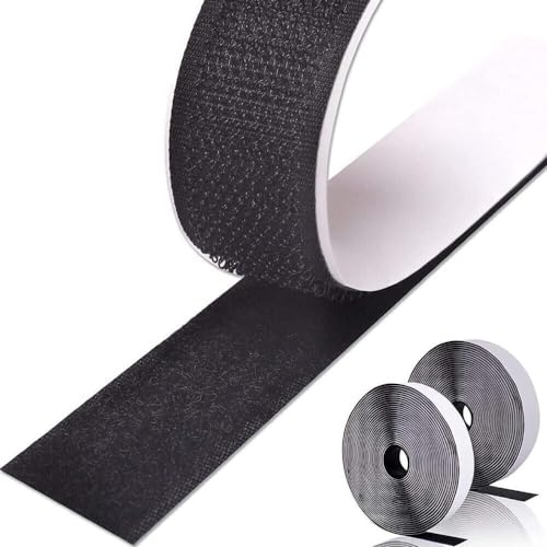 Klettband Selbstklebend 10 mm Meterware Extra Stark,Doppelseitig Klebende mit Klettverschluss Breit Selbstklebendes Klebepad mit Flauschband und Hakenband