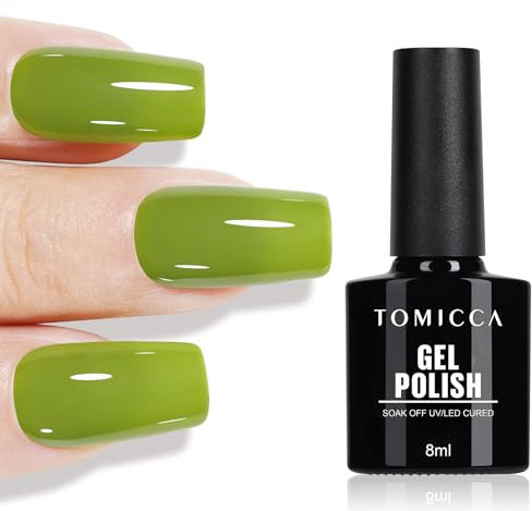 TOMICCA Gel Nagellack Gras Grün, 8ml UV Nagellack Soak Off Gellack Nagelkunst Maniküre DIY UV-Nagellack Geschenke