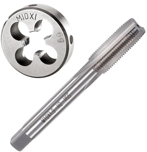 Teocpai Jeu de Tarauds et Filières M10 x 1 mm Taraud à Vis avec Filetage Rond pour Réparation D'écrous, De Boulons