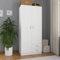 Willood Kleiderschrank Holzwerkstoff mit 2 Türen 2 Schubladen Garderobenschrank Garderobe Schrank Schlafzimmerschrank Weiß 80x52x180 cm
