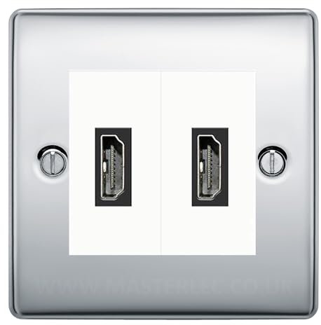 BG Nexus Polished Chrome 2 Gang HDMI Socket White Inserts