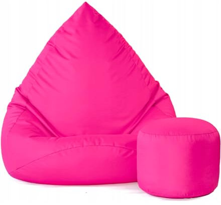 Slevobox Sitzsack mit Hocker Dunkelrosa 112x82x82 cm - XXL Sitzsack Erwachsene mit Füllung - Schlafzimmer und Wohnzimmer Möbel - Indoor Sitzsäcke Wasserdicht - Lounge Sessel - Bean Bag