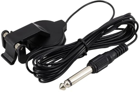 YARNOW Black Clip-on Guitar Pickup, Plastic Microphone with Secure Attachment, Easy-to-use Preamp System Accessory for Folk Guitar